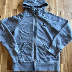 Jordan Kids Gray Full-Zip Hoodie Sweatshirt Size M (10-12Y)